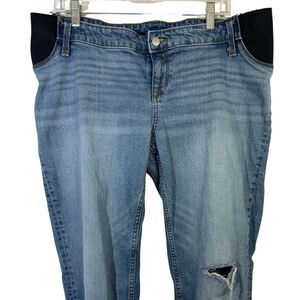 Isabel by Ingrid & Isabel Maternity Jeans Size 14 Light Wash Distressed Stretch